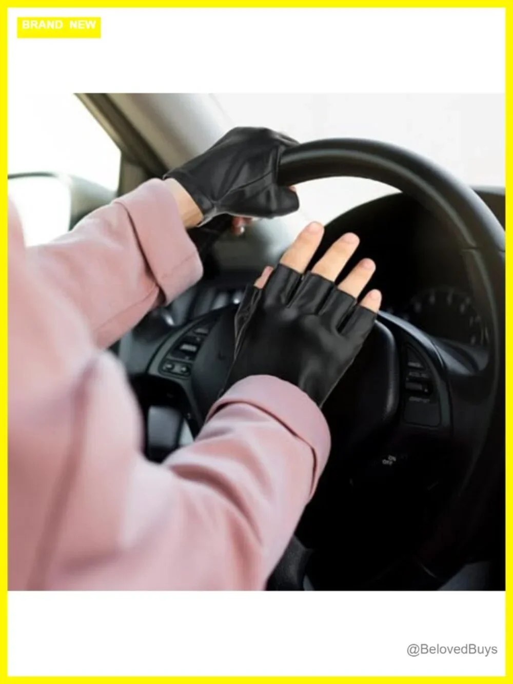 Fingerless PU Faux Leather Gloves Half Finger Biker Driving Riding Gloves